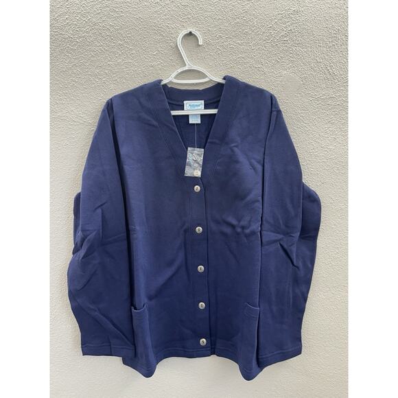 National Womens Two Piece Pant Set Size XL Navy Blue Cardigan and Sweatpants - Picture 2 of 16